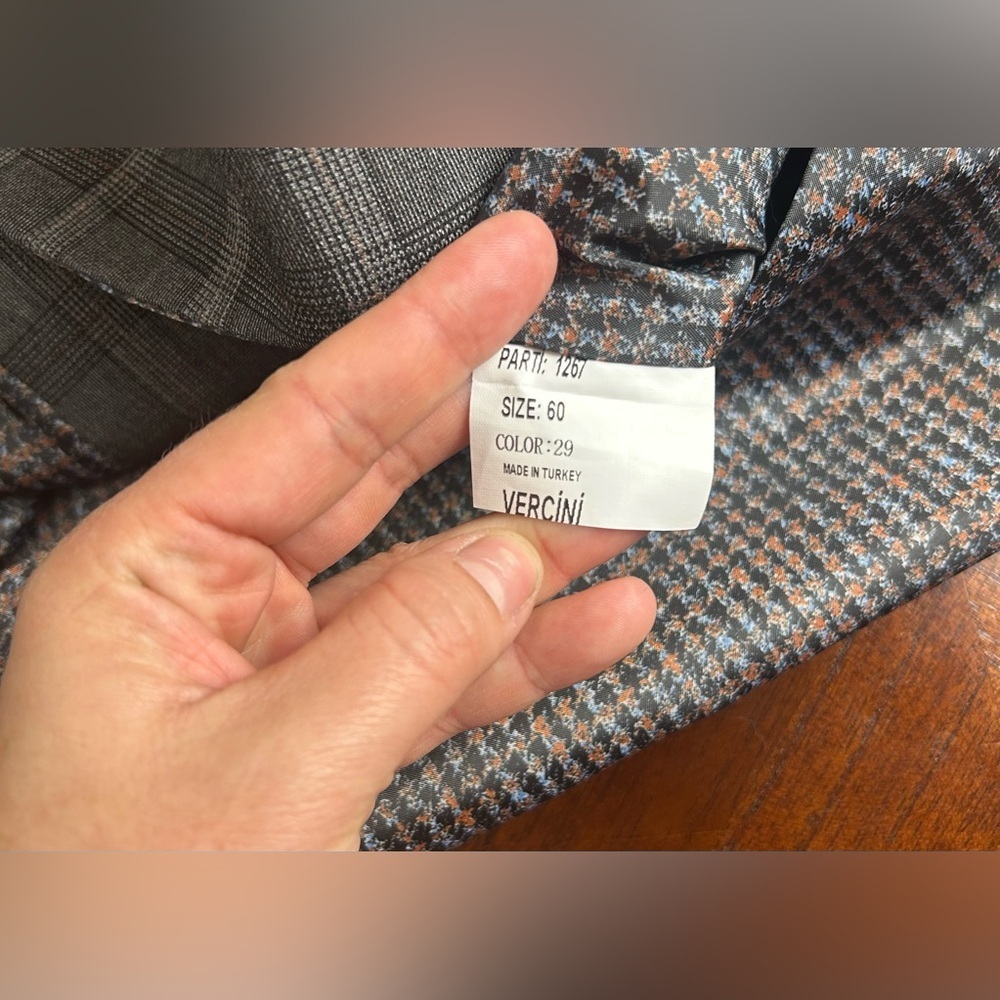 Vercini Classic Gray Checkered Men's Vest size 60 - Picture 5 of 7